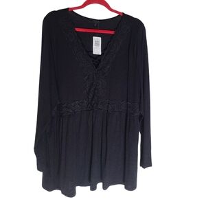 Torrid Super Soft Lace Up Babydoll top. Size 4x. Black